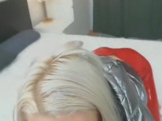 Laura - desiring Blonde Teen In Red Latex Fucked